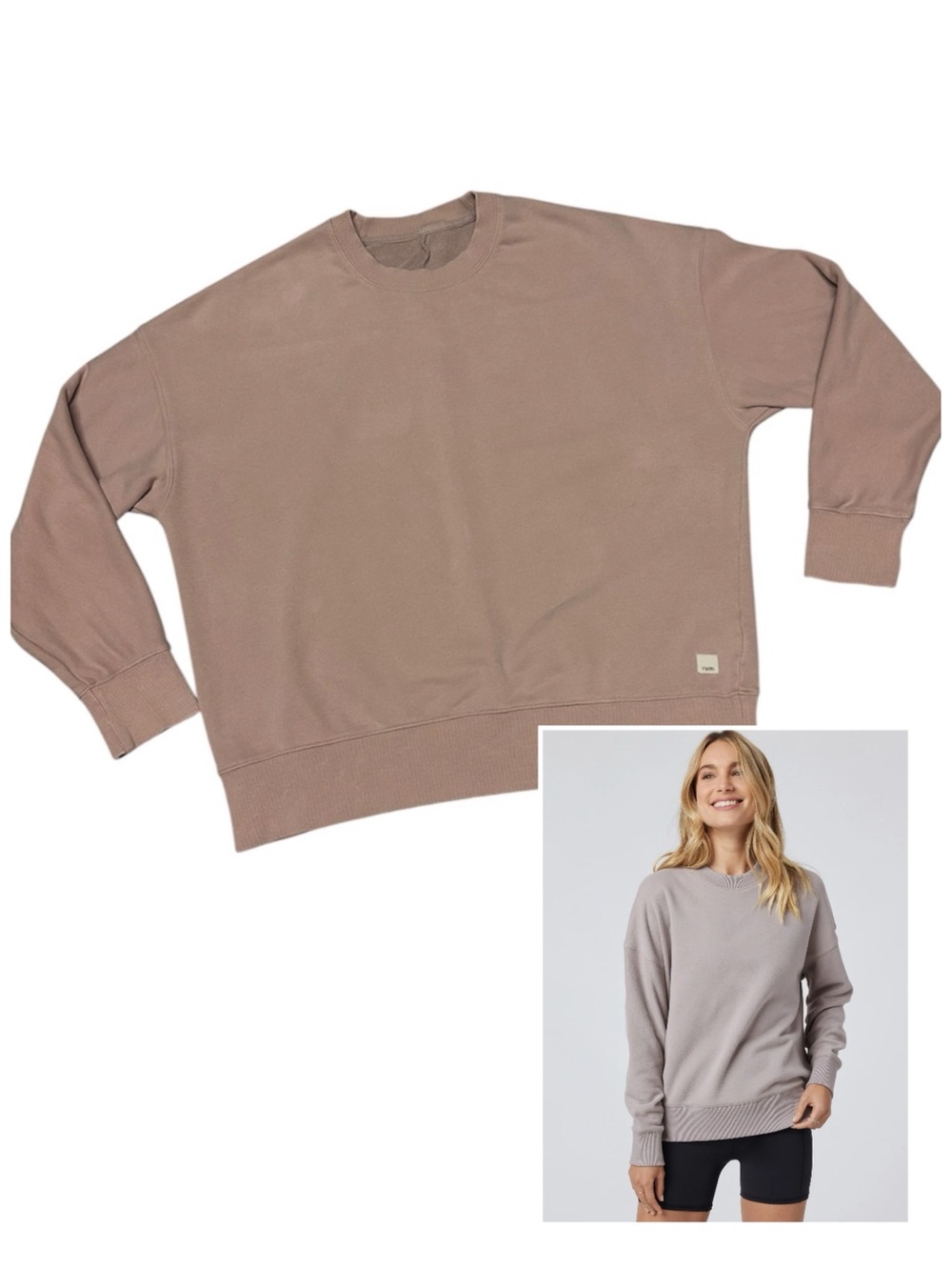 Vuori Sedona Weekend Crewneck Sweatshirt Soft Pewter Relaxed Fit French Terry
